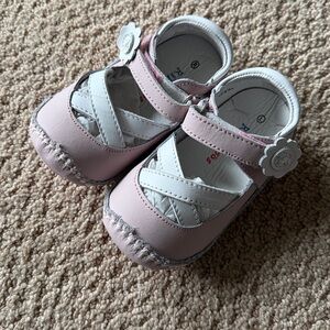 Vibrant Light pink and white Carley Baby Walker Shoes - Rileyroos